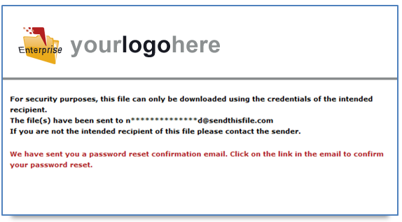 Enterprise Security - Password Protected Downloads - Click confirmation link in email