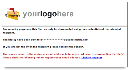 Enterprise Security - Password Protected Downloads - Recipient not registered