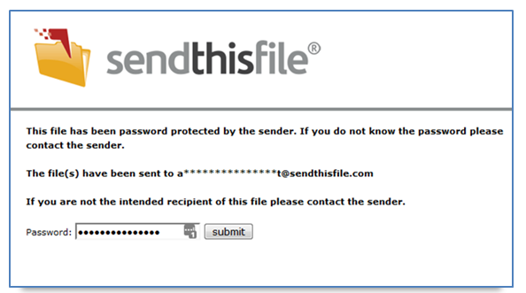 Enterprise Security - Password Protected Downloads - Sender Provided Password.